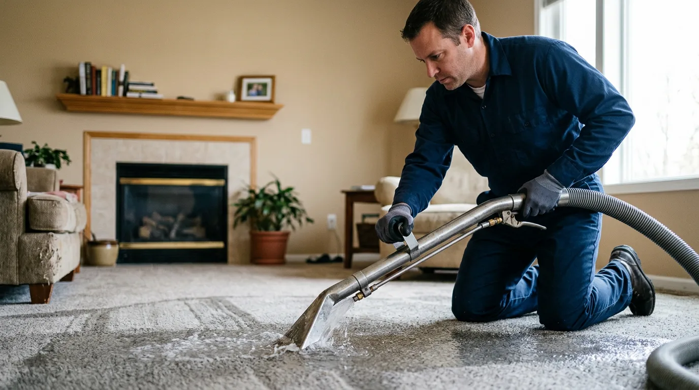 Water damage restoration technician working near Bandera, TX